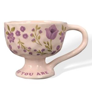 Vintage Floral Pink Ceramic Coffee Mug