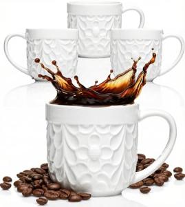 Set of 4 Nature-Inspired Ceramic Espresso Cups