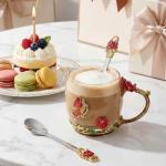 Colorful Glass Tea Cups with Spoons and Coasters