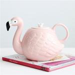 34 oz Pink Flamingo Porcelain Teapot