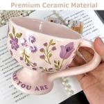 Vintage Floral Pink Ceramic Coffee Mug