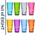 Set of 8 Jewel Tone Acrylic Iced-Tea Cups