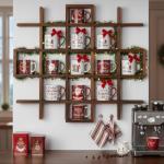 Suzile Oversize Coffee Mug Display Rack Wooden Display Shelves Rustic Wooden Floating Curio Shelf Travel Wall Mounted Coffee Mug Rack Holder Shadow Box Shelf (Grid Size 5.1x5.1x3in,Rustic Brown)