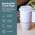 NOVA CERAMICS 16oz Travel Coffee Mug – White & Purple