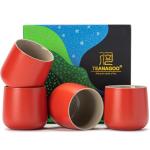 TEANAGOO Japanese Tea Cup, 7.2Oz / 205 ml,Red, H19, 4 Pcs/box, Japansese Cups,Chinese Tea Cups, Occupied Japan Tea Cups
