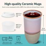 NOVA CERAMICS 16oz Travel Coffee Mug – White & Purple
