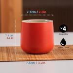 TEANAGOO Japanese Tea Cup, 7.2Oz / 205 ml,Red, H19, 4 Pcs/box, Japansese Cups,Chinese Tea Cups, Occupied Japan Tea Cups