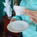 Elegant White Porcelain Teacup and Saucer Set