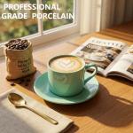 Mint Green 8oz Porcelain Cappuccino Cup Set