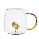 Scizorito 3D Coffee Cup Crystal Glass Animal Plant Inner Cup Wish Cup as A Gift-Party Office Morning Mugs for Milk Chocolate Cappuccino, Suitable for Home Office Decoration (Lemon)