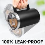 Zynkify 22oz Insulated Coffee Mug with Handle & Leak-Proof Lid - Double Wall Stainless Steel Travel Tumbler for Commute/Office/Home, Black, 1 Pack