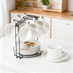 YOLIFE Metal Tea Cup and Saucer Holder