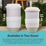 NOVA CERAMICS 16oz Travel Coffee Mug – White & Purple