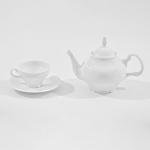 Elegant White Porcelain Teacup and Saucer Set
