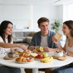 Vintage Glass Coffee Mugs with Bamboo Lids - 4-Pack