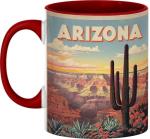 Ceramic Coffee Mug, Arizona Grand Canyon with Vibrant Sunset and Cactus Design, 11oz Mug for Nature Enthusiasts and Travelers, Unique Gift Idea, Microwave and Dishwasher Safe, Home Decor