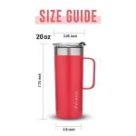 Life's Easy 20oz Stainless Steel Mug w/Handle - Double Wall Insulated Travel Tumbler w/Flip Lid - Leak Proof Tumbler-Thermal Cup for Coffee, Tea & More - Keep Hot & Cold Drinks (Red, 20 oz)