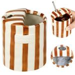 Novelty Ceramic Coffee Mug Designed to Look Like a Gift Box, 10oz Retro Hand-Painted Ceramic Travel Mug, Brown & White Striped, Microwave & Dishwasher Safe, Perfect Present for Coffee Lovers (Brown)
