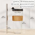 Dodoko Reusable Boba Cup and Straw Boba Tea Cup Bubble Tea Cup Reusable Iced Coffee Cup Cold Coffee Cup Smoothie Cup with Lid and Straw Smoothie Cup to go Smoothie Tumbler 24 oz - Night Black