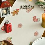 Artoid Mode Gingerbread Man Teacup 210 GSM Christmas Table Runner, Seasonal Winter Kitchen Dining Table Decoration for Home Party Decor 13x120 Inch