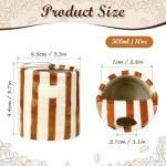 Novelty Ceramic Coffee Mug Designed to Look Like a Gift Box, 10oz Retro Hand-Painted Ceramic Travel Mug, Brown & White Striped, Microwave & Dishwasher Safe, Perfect Present for Coffee Lovers (Brown)