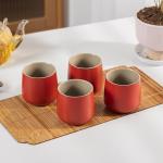TEANAGOO Japanese Tea Cup, 7.2Oz / 205 ml,Red, H19, 4 Pcs/box, Japansese Cups,Chinese Tea Cups, Occupied Japan Tea Cups