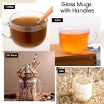 Sliner 6 Sets 16 oz Fall Large Glass Coffee Mugs Gifts with Bamboo Lids Spoons Handle Vintage Clear Glass Tea Cups Jumbo Cute Coffee Bar Accessories for Thanksgiving Hot Cold Iced Beverage Glassware