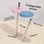 Dodoko Reusable Boba Cup and Straw Boba Tea Cup Bubble Tea Cup Reusable Iced Coffee Cup Cold Coffee Cup Smoothie Cup with Lid and Straw Smoothie Cup to go Smoothie Tumbler 24 oz - Night Black
