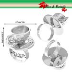 RechicGu Polish Silver Vintage Fairytale 3D Tea Cup Saucer Ring Party Fairy Tale Hatter Wonderland Cosplay Fancy Dress