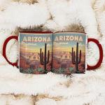 Ceramic Coffee Mug, Arizona Grand Canyon with Vibrant Sunset and Cactus Design, 11oz Mug for Nature Enthusiasts and Travelers, Unique Gift Idea, Microwave and Dishwasher Safe, Home Decor