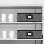 Aokeyee 2-Pack Cup and Mug Storage Box, Hard Shell China Storage Containers - Holds 24 Coffee Mugs, Tea Cups & Glasses, Stackable Organizers with Lid, Handles, Zippers & Label for Moving