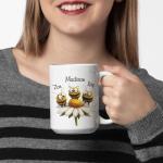 Custom Bee Coffee Mug With Name, Nature Inspired Cup, Gift For Bee Lovers, Personalized Funny Animal Ceramic Mug, Customized Bee On Daisy Flower White Cup, Bee Kids Mug 11oz 15oz