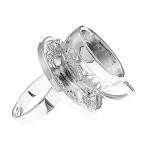 RechicGu Polish Silver Vintage Fairytale 3D Tea Cup Saucer Ring Party Fairy Tale Hatter Wonderland Cosplay Fancy Dress