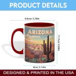Ceramic Coffee Mug, Arizona Grand Canyon with Vibrant Sunset and Cactus Design, 11oz Mug for Nature Enthusiasts and Travelers, Unique Gift Idea, Microwave and Dishwasher Safe, Home Decor