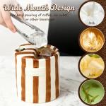 Novelty Ceramic Coffee Mug Designed to Look Like a Gift Box, 10oz Retro Hand-Painted Ceramic Travel Mug, Brown & White Striped, Microwave & Dishwasher Safe, Perfect Present for Coffee Lovers (Brown)