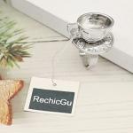 RechicGu Polish Silver Vintage Fairytale 3D Tea Cup Saucer Ring Party Fairy Tale Hatter Wonderland Cosplay Fancy Dress