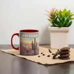 Ceramic Coffee Mug, Arizona Grand Canyon with Vibrant Sunset and Cactus Design, 11oz Mug for Nature Enthusiasts and Travelers, Unique Gift Idea, Microwave and Dishwasher Safe, Home Decor