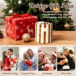 Novelty Ceramic Coffee Mug Designed to Look Like a Gift Box, 10oz Retro Hand-Painted Ceramic Travel Mug, Brown & White Striped, Microwave & Dishwasher Safe, Perfect Present for Coffee Lovers (Brown)