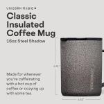 Corkcicle Classic Coffee Mug - Triple Insulated Stainless Steel for Travel - Shatter-Proof Lid - Keeps Drink Hot Over 3 Hours - Holiday Mug Gift - Great for Gifting Warmth - 16 oz - Steel Shadow