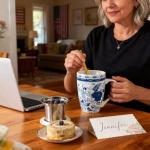 GBHOME Tea Mug with Infuser and Lid, 18 Ounce Large Ceramic Loose Leaf Tea Cup, Microwave, Dishwasher Safe Tea Steeping Mug, Pefect Gift For Tea Lover.