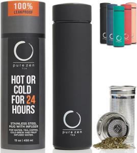 Zen Tea Thermos with Infuser - 15oz Black