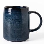 TaoTaojarvie Ceramic Coffee mugs, 22 oz, Extra Large Mugs, Big Tea Cups, Large Handle, Pottery Mugs, Big Belly, Transmutation Glaze，Wide Bottom, stripe pattern, Microwave and Dishwasher Safe. (Blue)