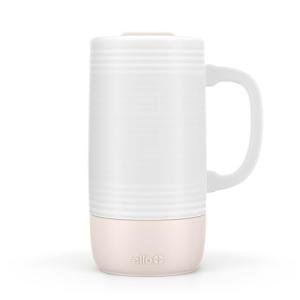 Ello Jane 18oz Ceramic Travel Mug with Handle, Splash-Resistant Slider Lid and Built-in Coaster, Perfect for Coffee and Tea, BPA Free, Dishwasher Safe, Gift for Him Her Mother's Day Birthday, Sandbar