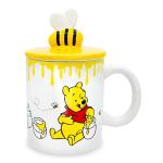 Silver Buffalo Disney Winnie the Pooh Eating Honey Ceramic Mug with Sculpted 3D Bee Lid, 18 Ounces