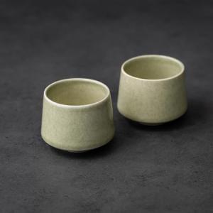 TANG PIN Matcha Cup Set, Ceramic Tea Cups, Japanese Matcha Cup, Chinese Kung Fu Teacup, Perfect for Matcha, Cappuccino, Sake, 6.8 OZ (Set of 2) - Unique Matcha Glaze Color