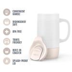 Ello Jane 18oz Ceramic Travel Mug with Handle, Splash-Resistant Slider Lid and Built-in Coaster, Perfect for Coffee and Tea, BPA Free, Dishwasher Safe, Gift for Him Her Mother's Day Birthday, Sandbar