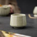 TANG PIN Matcha Cup Set, Ceramic Tea Cups, Japanese Matcha Cup, Chinese Kung Fu Teacup, Perfect for Matcha, Cappuccino, Sake, 6.8 OZ (Set of 2) - Unique Matcha Glaze Color