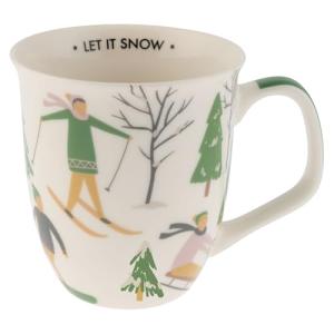 Karma, 16 oz Boho Holiday Mug - Cute Christmas Coffee and Tea Mug - Colorful Ceramic Coffee Mugs for Women and Men, Let it Snow Ski