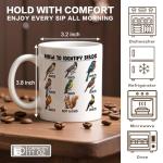 WHTYEFZ How To Identify Birds Coffee Mug, Funny Bird Squirrel Theme Gifts for Bird Squirrel Lover Birder Ornithologist, Birthday Christmas Gifts for Veterinarian Park Ranger Animal Rescuer Zoologist