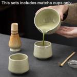 TANG PIN Matcha Cup Set, Ceramic Tea Cups, Japanese Matcha Cup, Chinese Kung Fu Teacup, Perfect for Matcha, Cappuccino, Sake, 6.8 OZ (Set of 2) - Unique Matcha Glaze Color